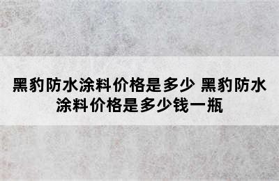 黑豹防水涂料价格是多少 黑豹防水涂料价格是多少钱一瓶